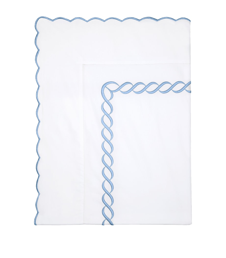 Pratesi king fitted sheet with braid pattern 275cm x 275cm, imported from the UK