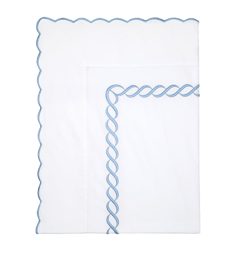 Pratesi king fitted sheet with braid pattern 275cm x 275cm, imported from the UK