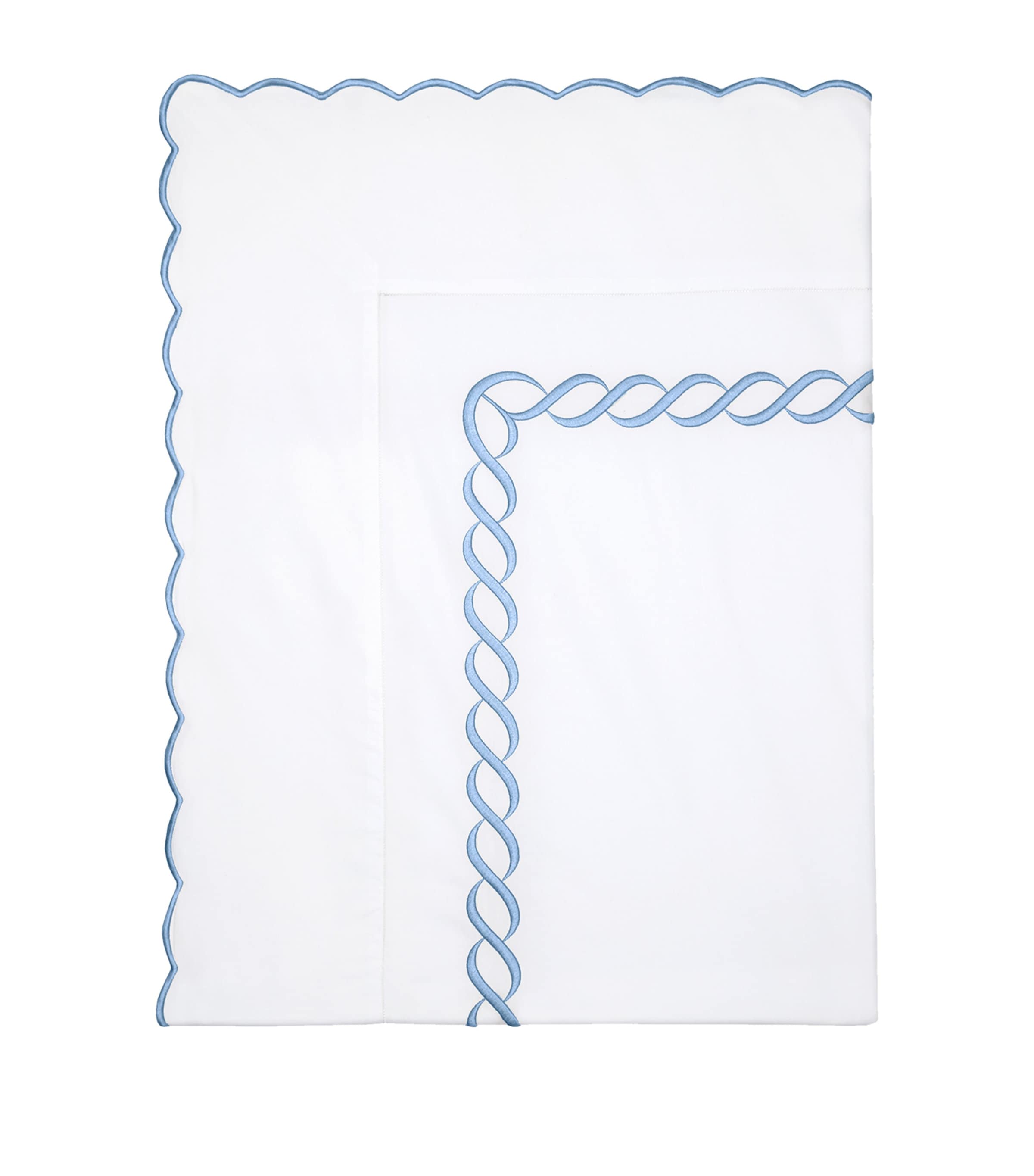 Pratesi king fitted sheet with braid pattern 275cm x 275cm, imported from the UK
