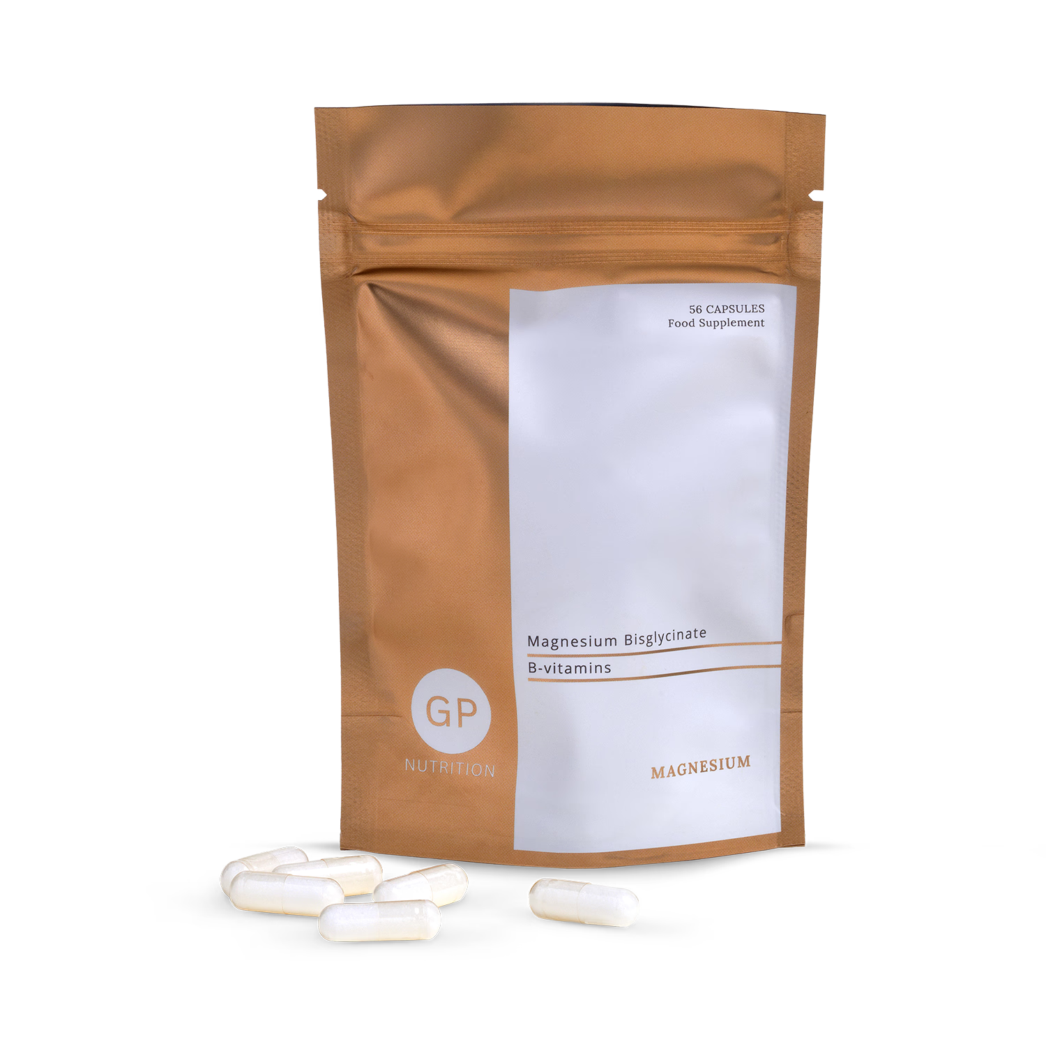 GP Nutrition magnesium bisglycinate 500mg 56 capsules, UK version