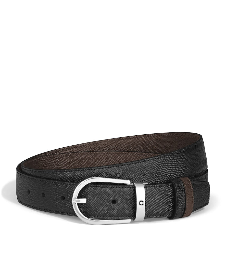 Montblanc reversible leather belt with horseshoe buckle - British product