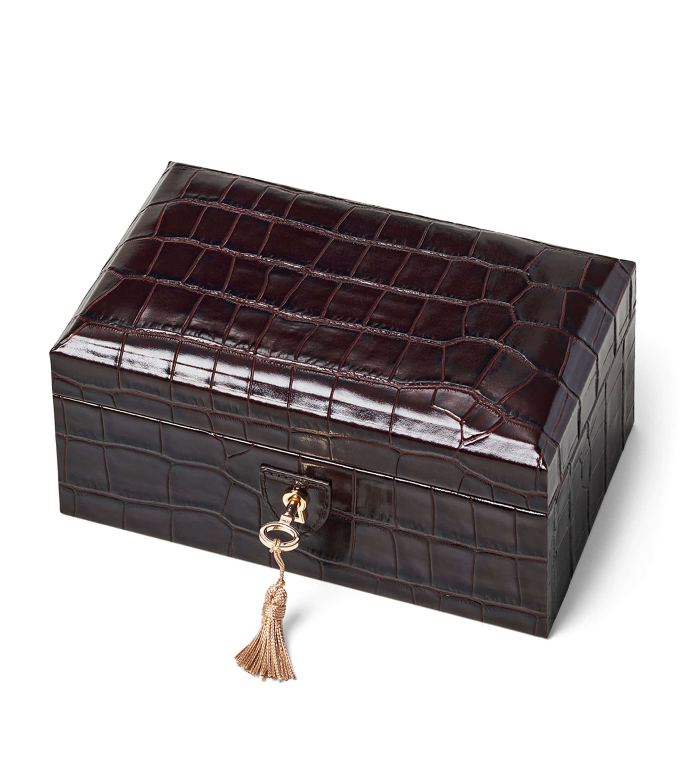 Aspinal of London Leather Croc-Embossed 3-Piece Watch Box - British product