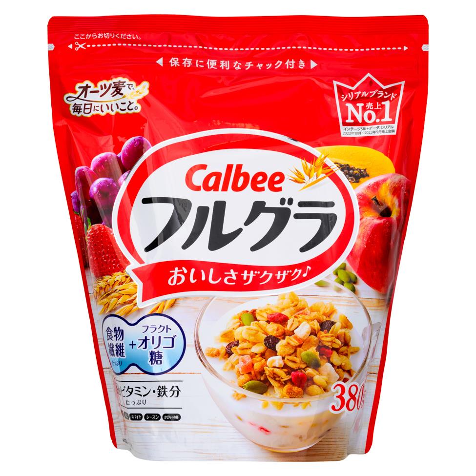 Calbee Frugra Oats cereal with dried fruits, UK version