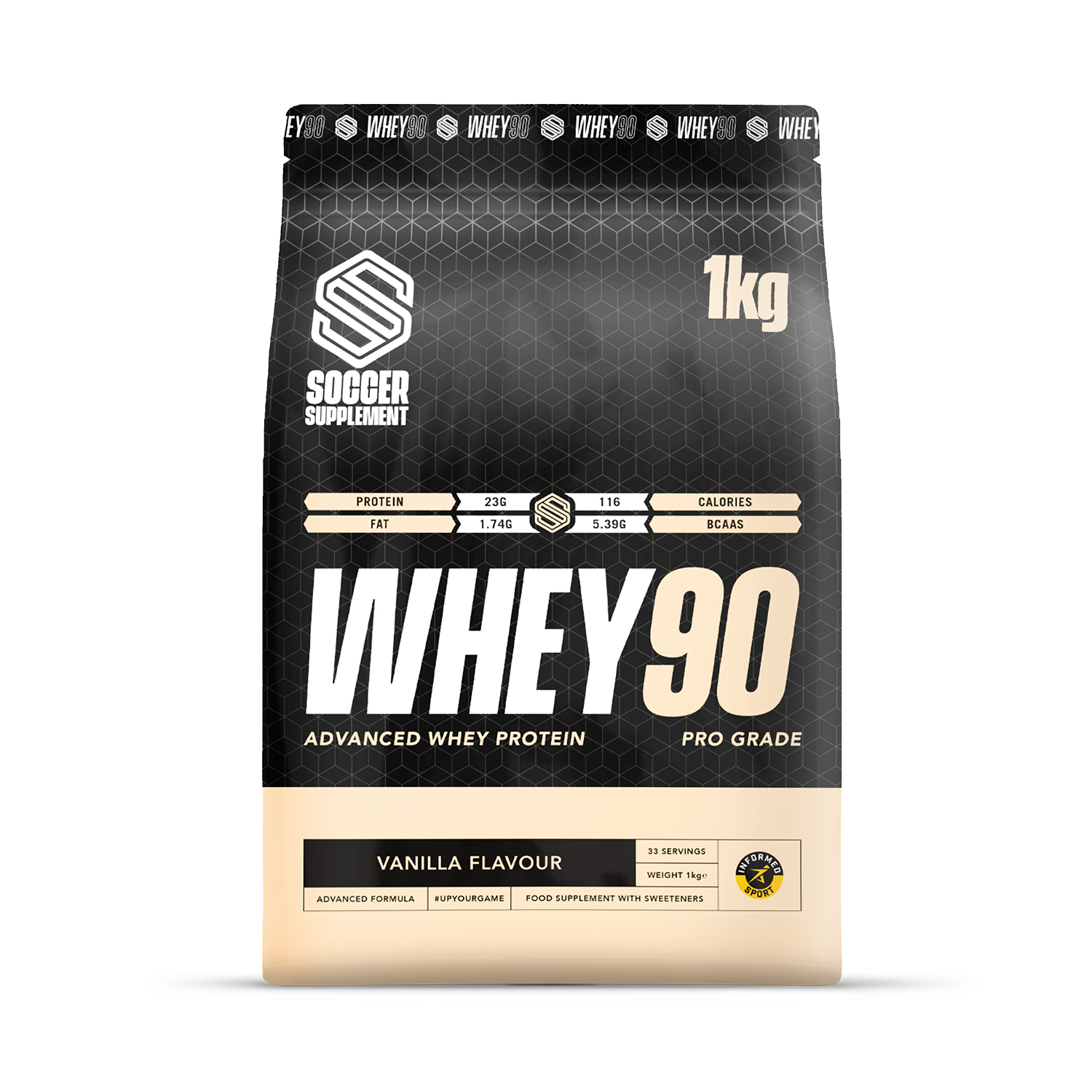 Soccer Supplement vanilla whey protein powder 33 servings, imported from the UK