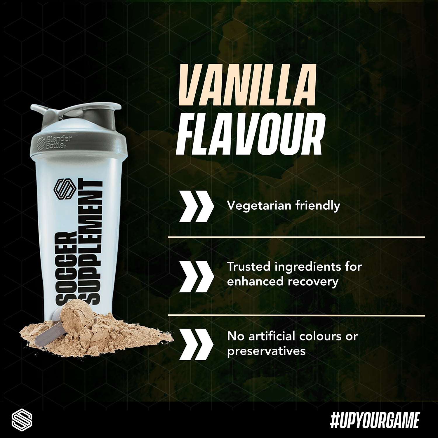 Soccer Supplement vanilla whey protein powder 33 servings, imported from the UK