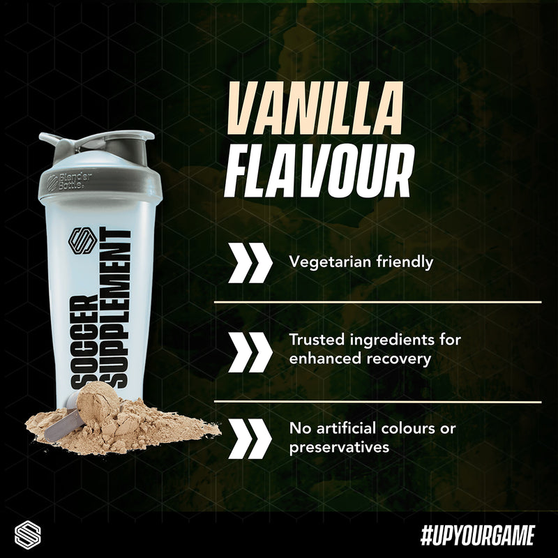 Soccer Supplement vanilla whey protein powder 33 servings, imported from the UK