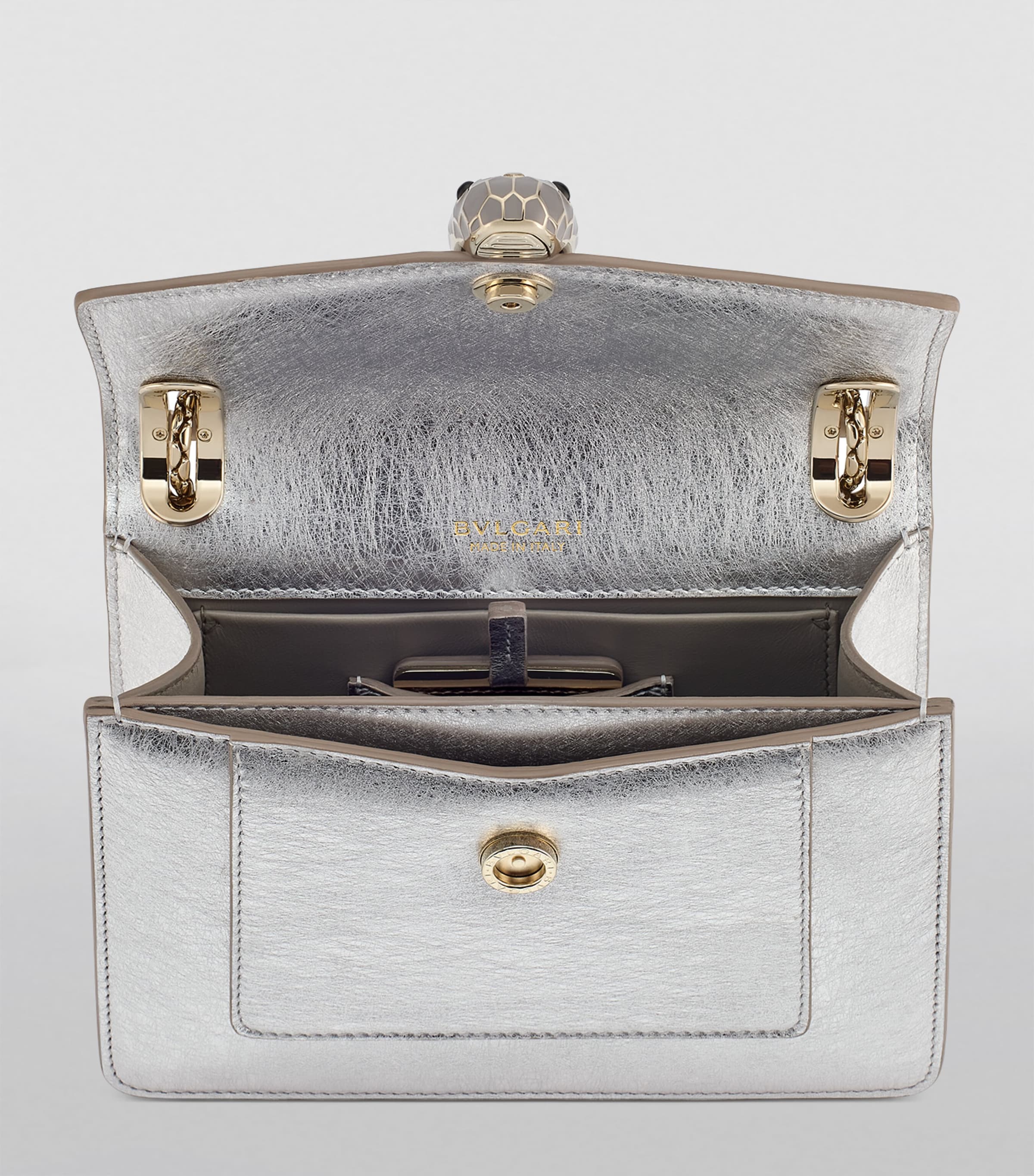 Bvlgari Serpenti Forever shoulder bag silver calf leather (British brand)