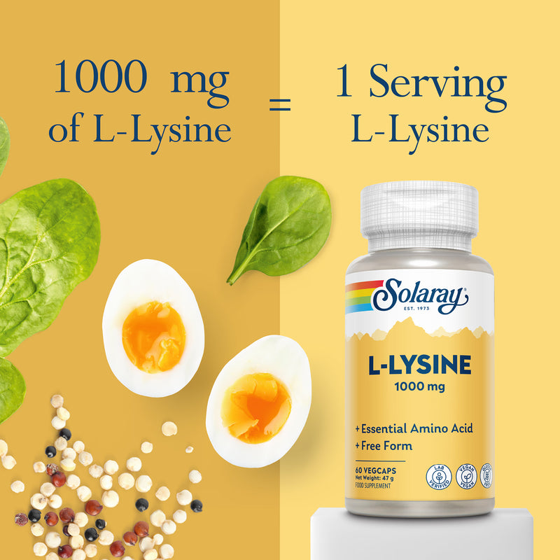 Solaray L-Lysine 1000mg 60 capsules, imported from the UK