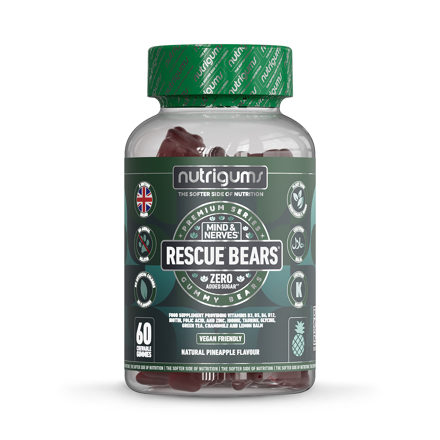 Nutrigums Rescue Bears mind and mood gummies 60, imported from the UK