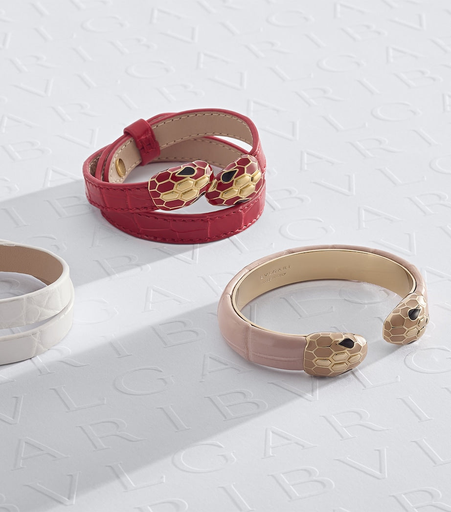 Bvlgari Serpenti bangle galuchat leather gold-plated snake heads, UK version