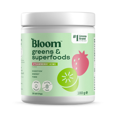 Holland & Barrett Bloom Greens & Superfoods Strawberry Kiwi Powder 180g- Buy online at McGrocer