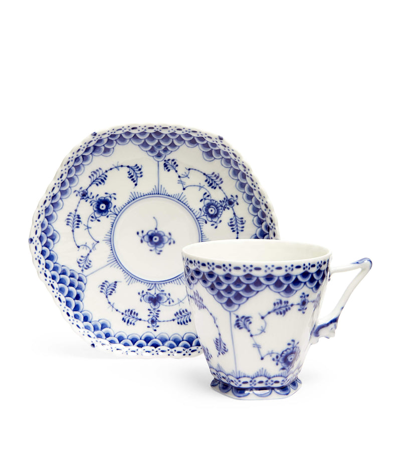 Royal Copenhagen Blue Fluted teacup and saucer, imported from the UK