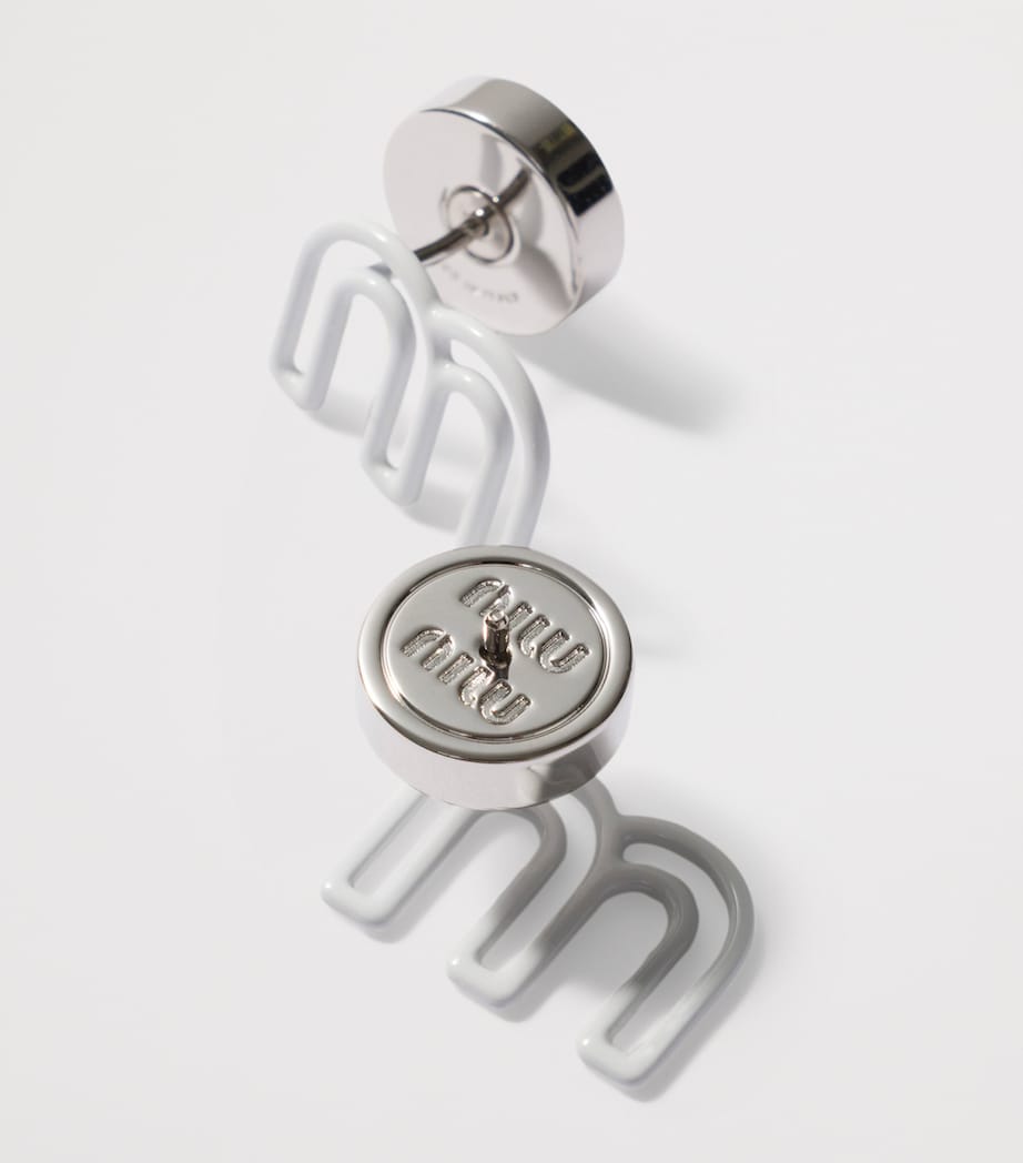 Miu Miu M logo stud earrings optical white, UK version