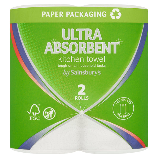 Sainsbury's Ultra Absorbent Kitchen Towel 2 Rolls essentials Sainsburys   