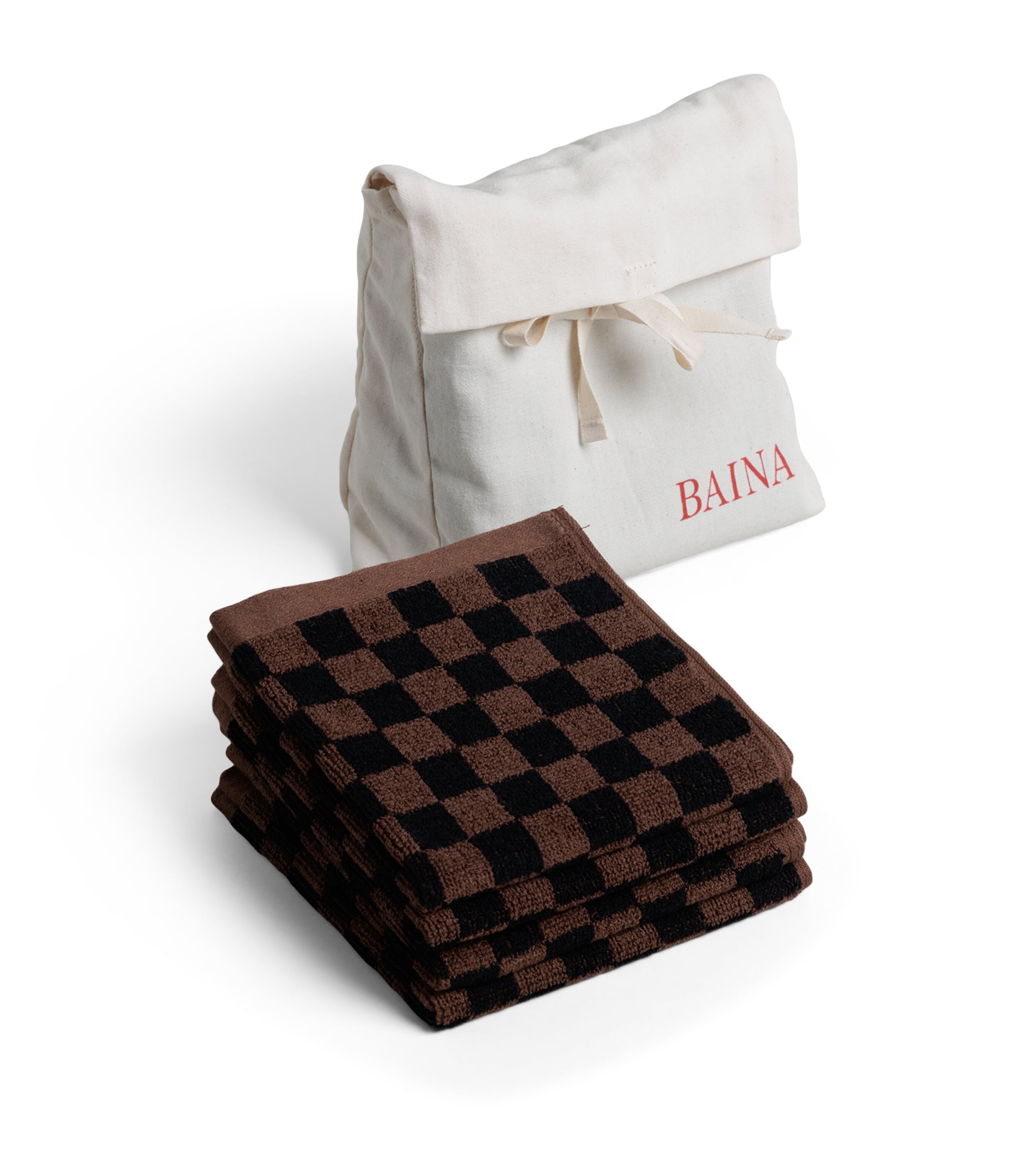 BAINA check quill facecloths set of 4 30x30cm - British product