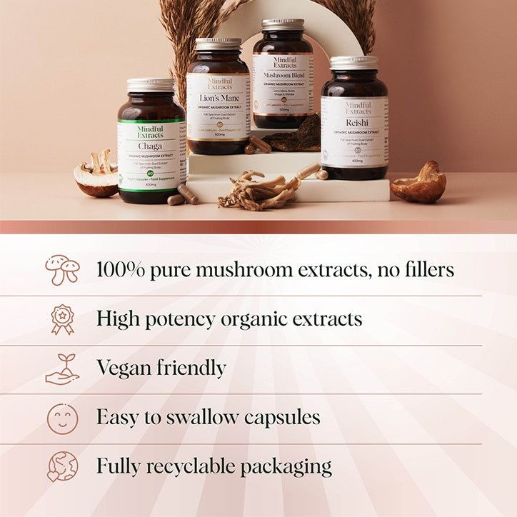 Mindful Extracts Organic Mushroom Blend 60 Vegan Capsules GOODS Holland&Barrett