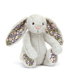 Jellycat Little Blossom Silver Bunny Bloom 18cm soft toy, imported from the UK