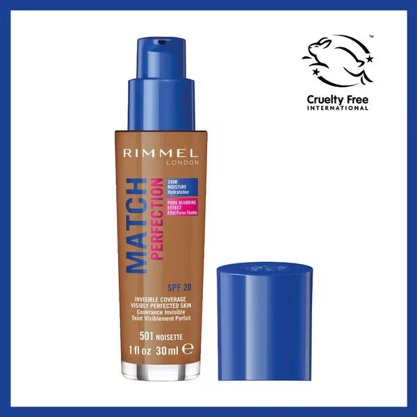 Rimmel Match Perfection Foundation Noisette shade, imported from the UK