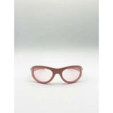 SVNX wrap around racer bow sunglasses pink, imported from the UK