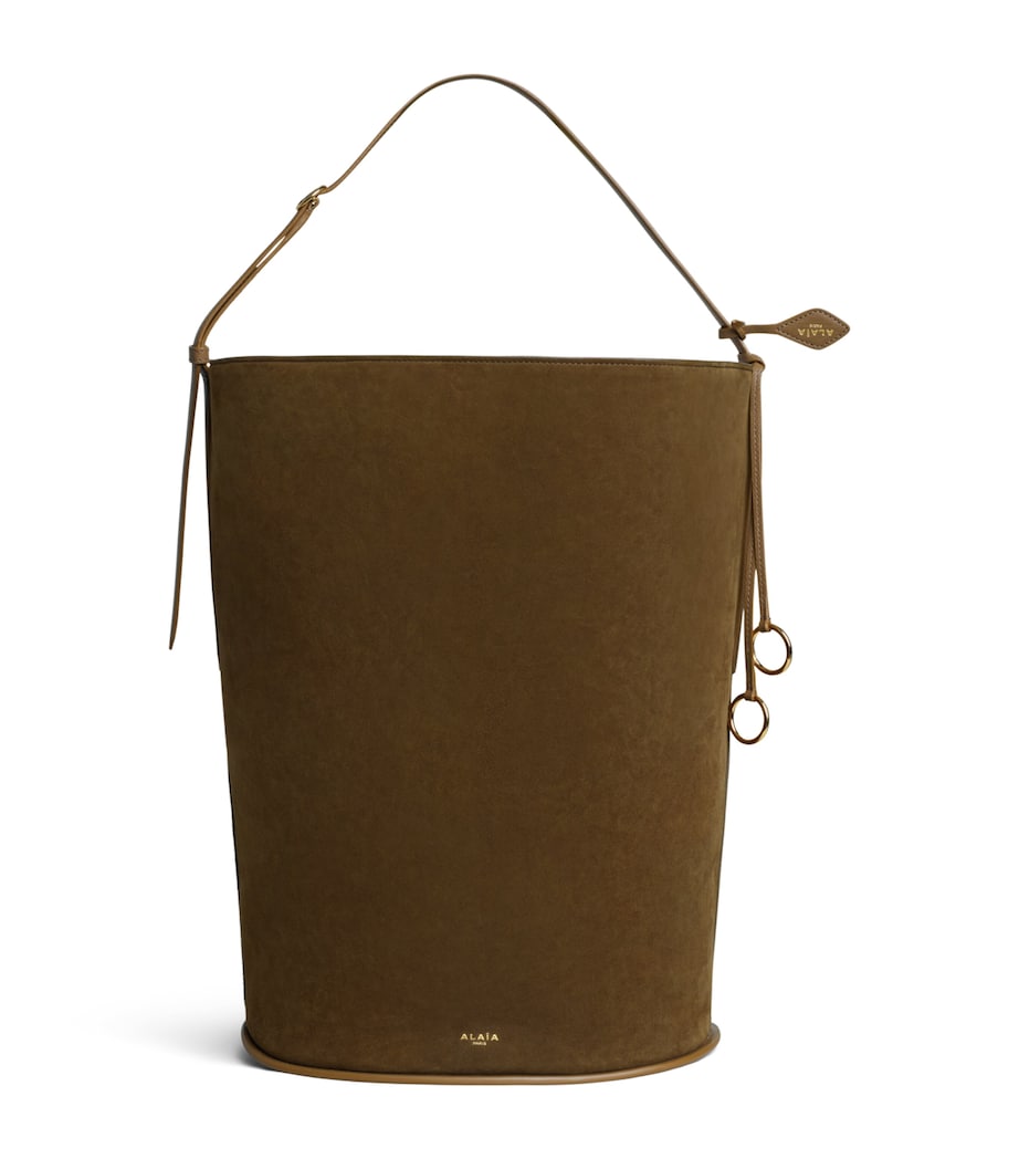 Alaïa large suede-leather hip bucket bag (British brand)