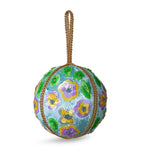 Pastel Blue Christmas Bauble with Gold Filigree and Sequins