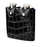 Aspinal of London croc-embossed leather double hip flask 85ml - British product