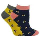 Miss Sparrow 2 Pairs Ladies Bamboo Trainer Socks 4-7 UK GOODS Superdrug Honey Bees  