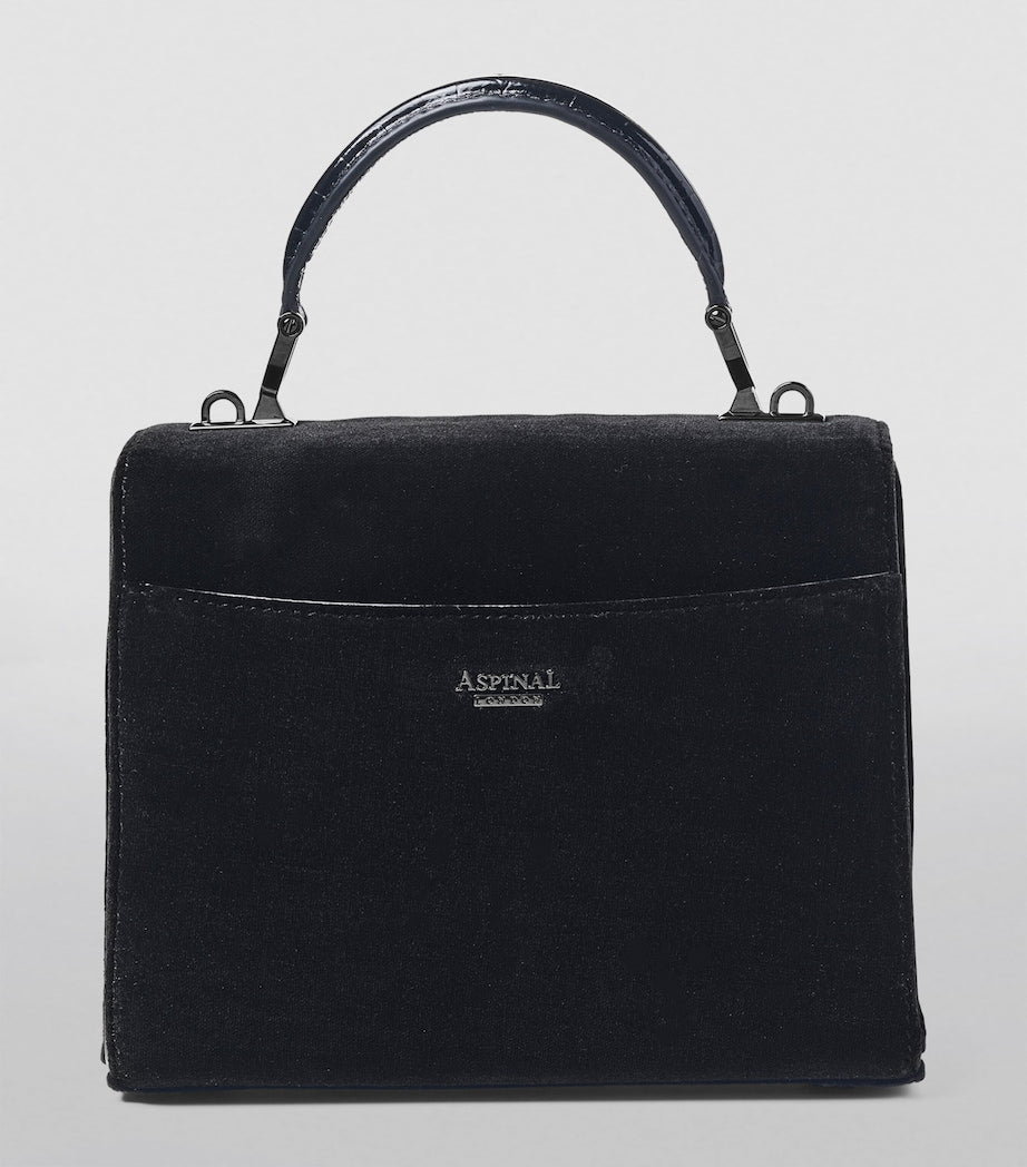 Aspinal of London Mayfair velvet embroidered top-handle bag (British brand)