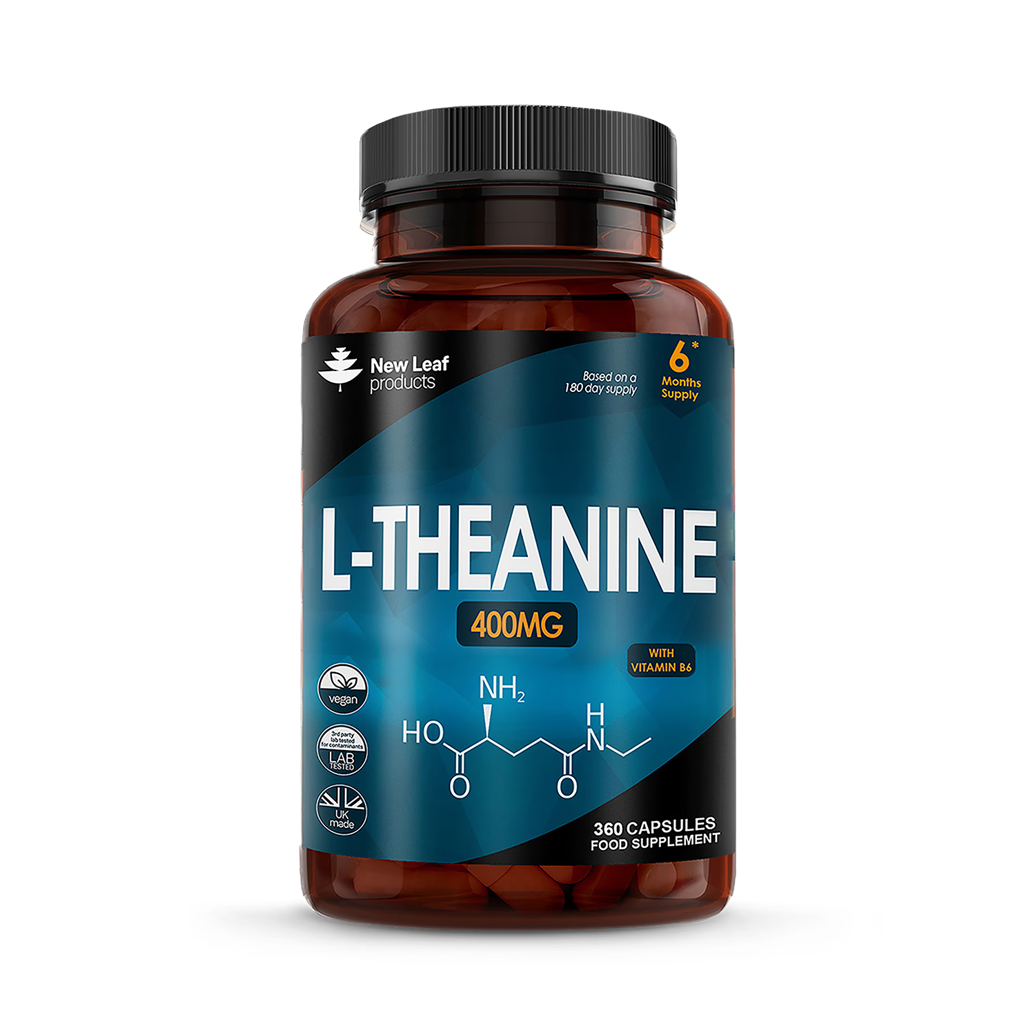 New Leaf Products L-Theanine 360 capsules, imported from the UK