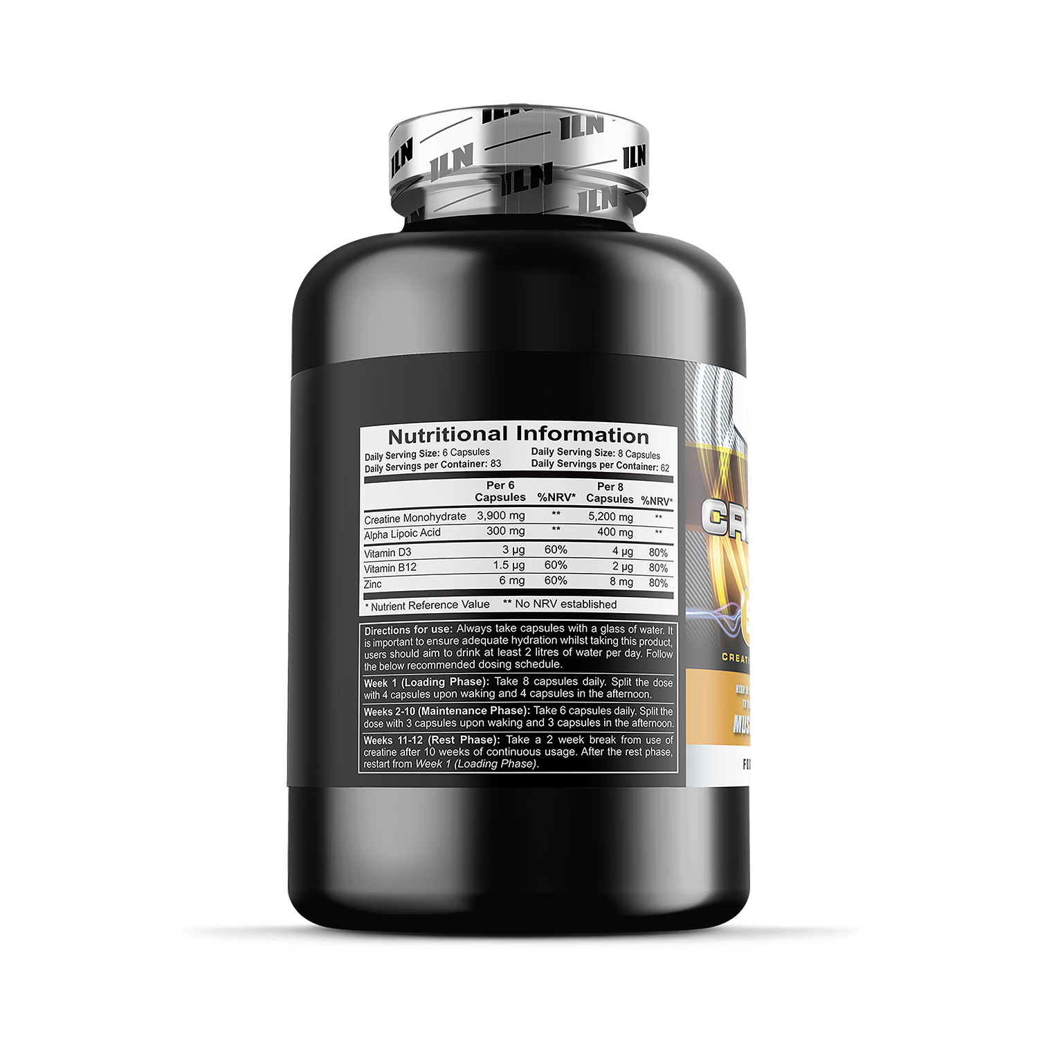 Creatine capsules 5200mg 500 vegan capsules, imported from the UK