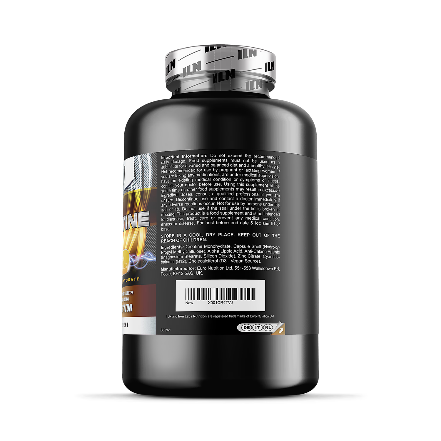 Creatine capsules 5200mg 500 vegan capsules, imported from the UK