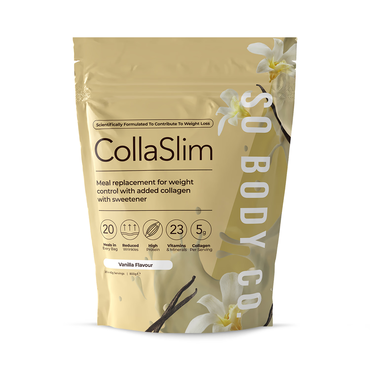 So Body Co CollaSlim Meal Replacement Shake with Added Marine Collagen Vanilla 40g X 20 Meals