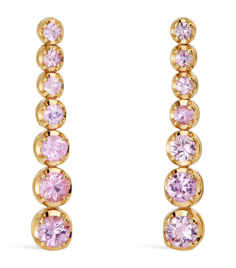 Jennifer Meyer yellow gold pink sapphire tennis stud earrings, UK version