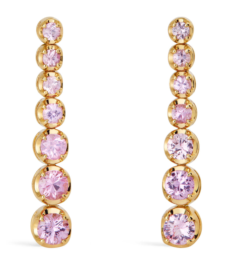Jennifer Meyer yellow gold pink sapphire tennis stud earrings, UK version