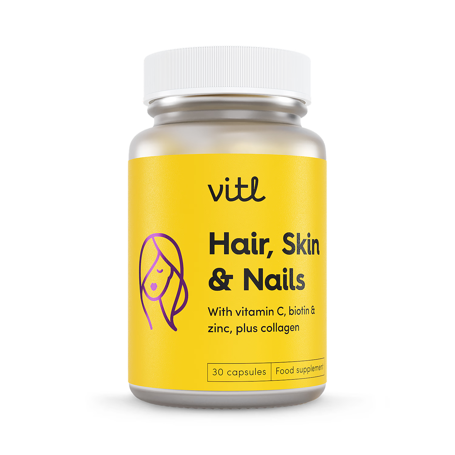 Hair Skin and Nails supplement daily capsules, imported from the UK