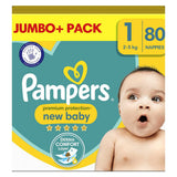 Pampers New Baby Size 1, 80 Newborn Nappies, 2kg-5kg, Jumbo+ Pack GOODS Boots   