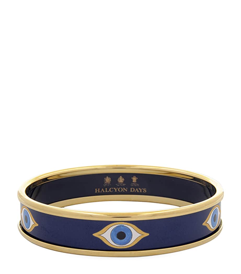 Halcyon Days gold-plated evil eye bangle (British brand)