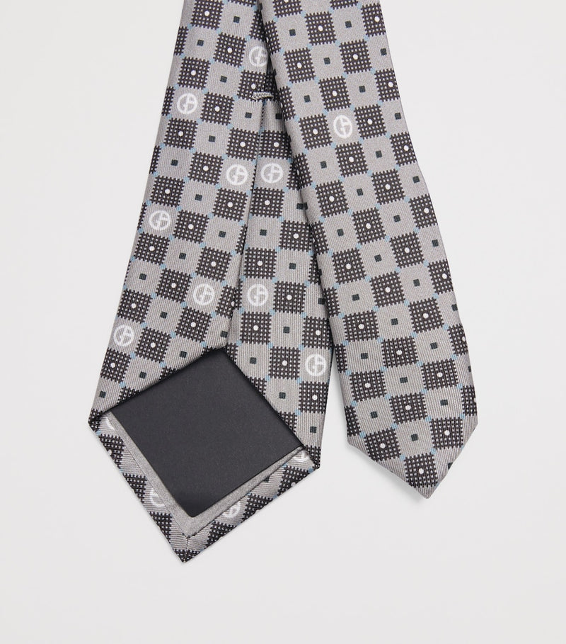 Giorgio Armani silk tie with hatched embroidery - British product