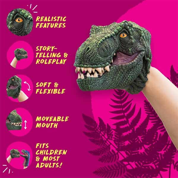 Wild Thingz green Trex hand puppet (British brand)