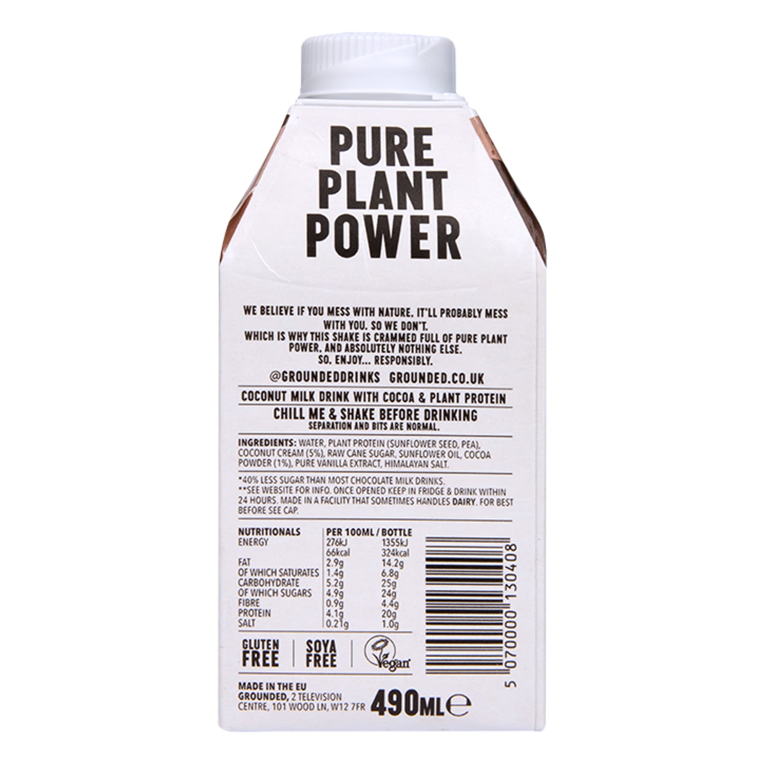 Grounded Protein Chocolate Shake 490ml, UK version
