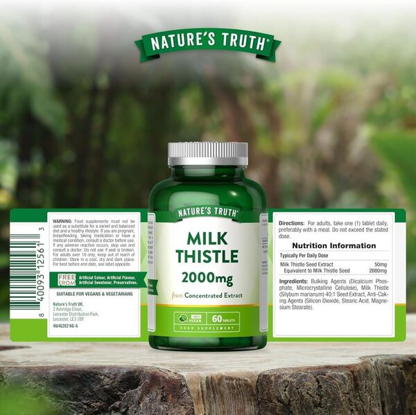 Nature's Truth Milk Thistle 2000mg supplement 60 tablets, UK version