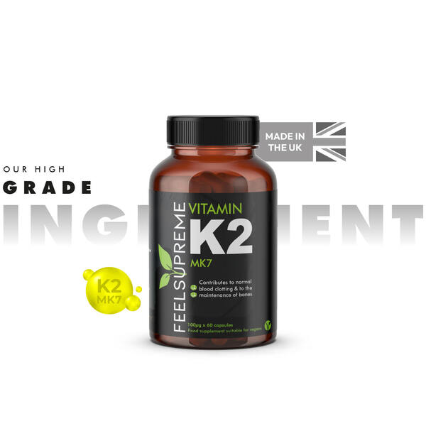Feel Supreme vitamin K2 MK7 supplement 60 capsules, UK version