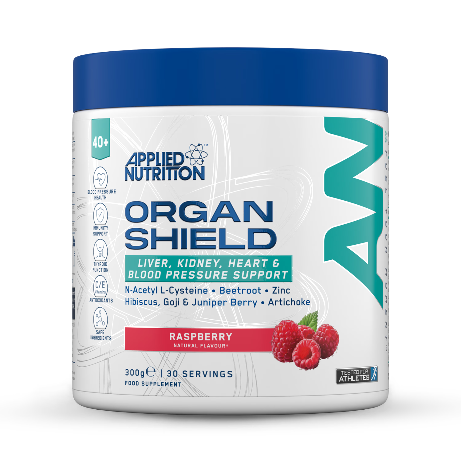 Applied Nutrition Organ Shield Powder Raspberry 300g, imported from the UK