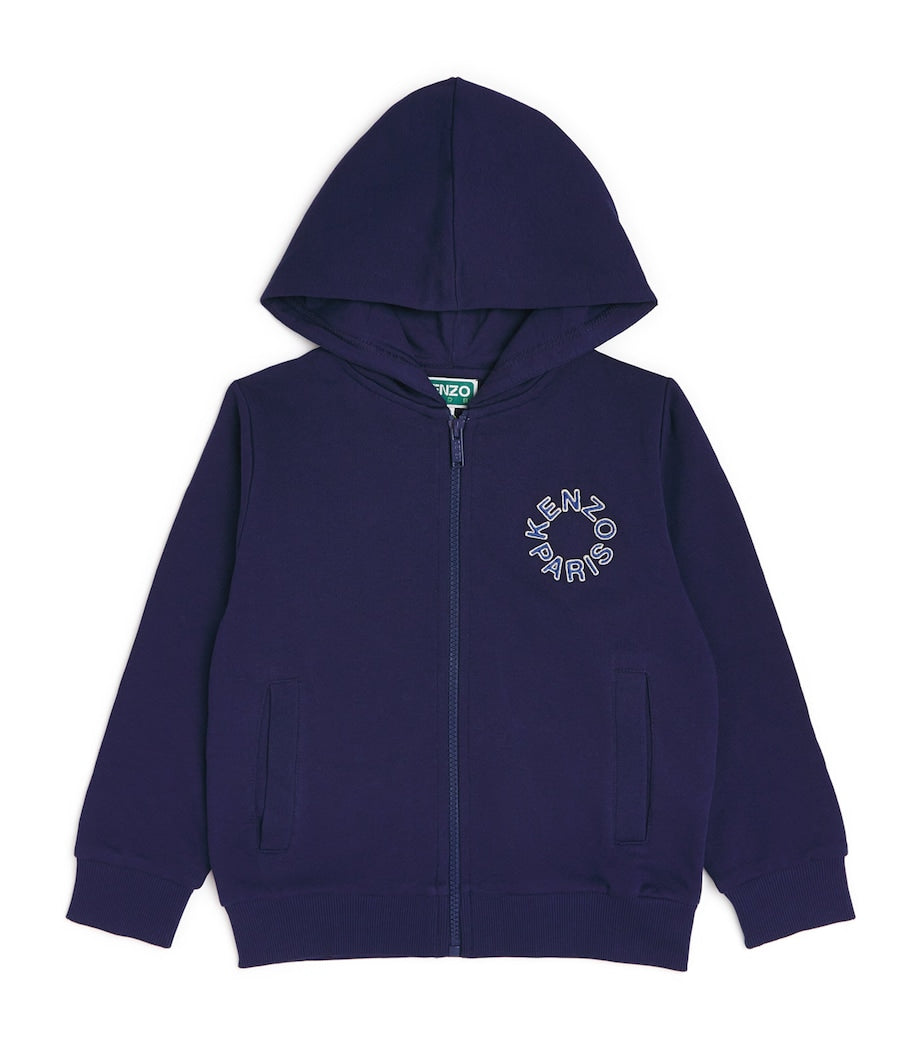 Kenzo kids cotton logo zip hoodie 5-14 years, UK version