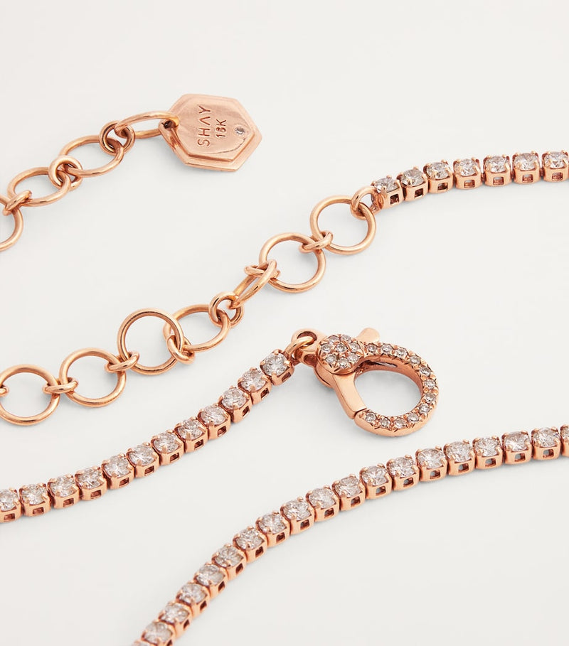 SHAY rose gold diamond tennis choker necklace (British brand)