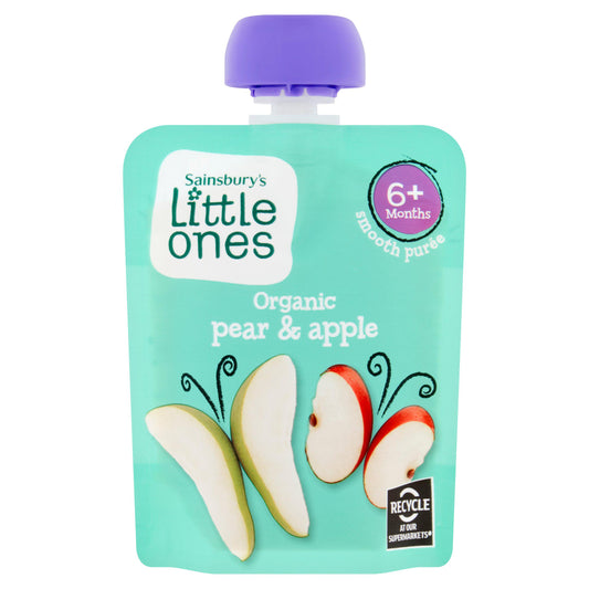 Sainsbury's Little Ones Organic Pear & Apple Smooth Puree from 4-6 Months 70g baby meals Sainsburys   