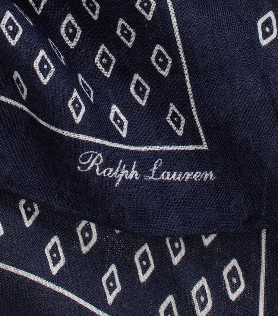 Ralph Lauren linen Art Deco neckerchief 40.5cm - British product