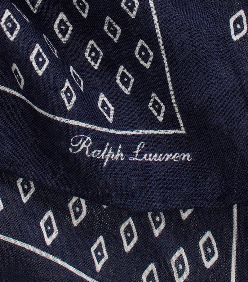 Ralph Lauren linen Art Deco neckerchief 40.5cm - British product