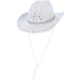 Smiffys white rhinestone cowboy hat accessory, UK version