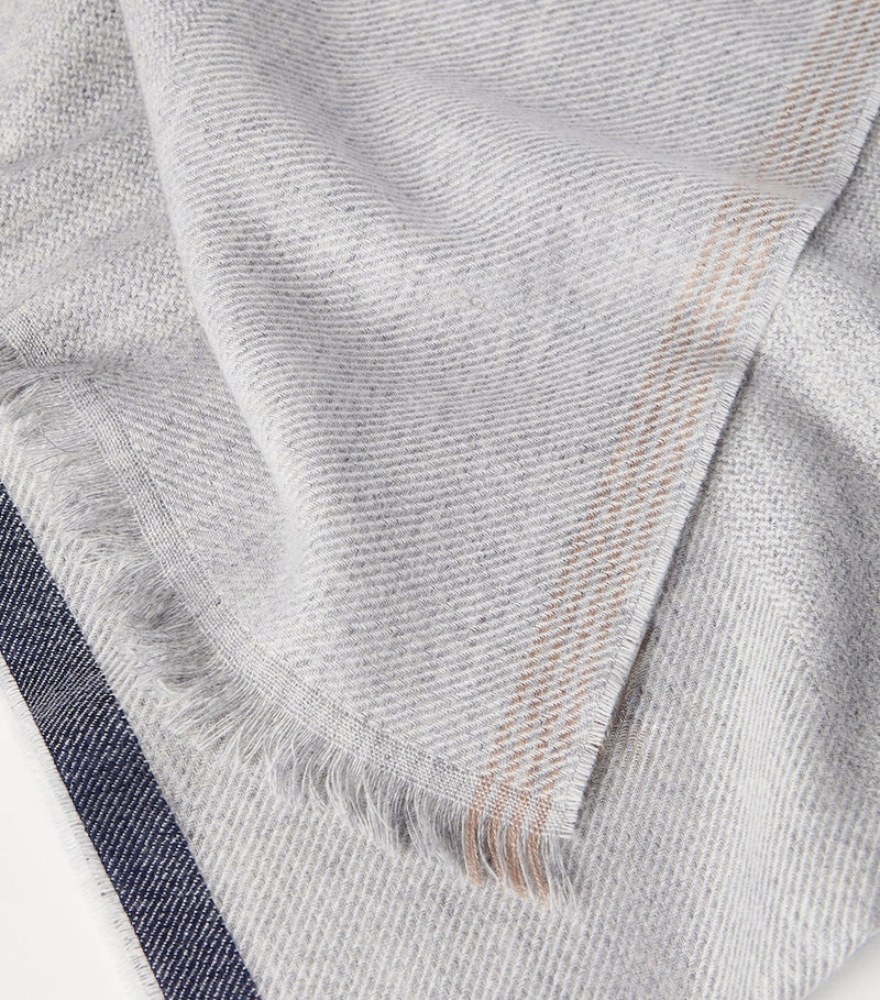 Brunello Cucinelli cashmere fringe-trim scarf (British brand)